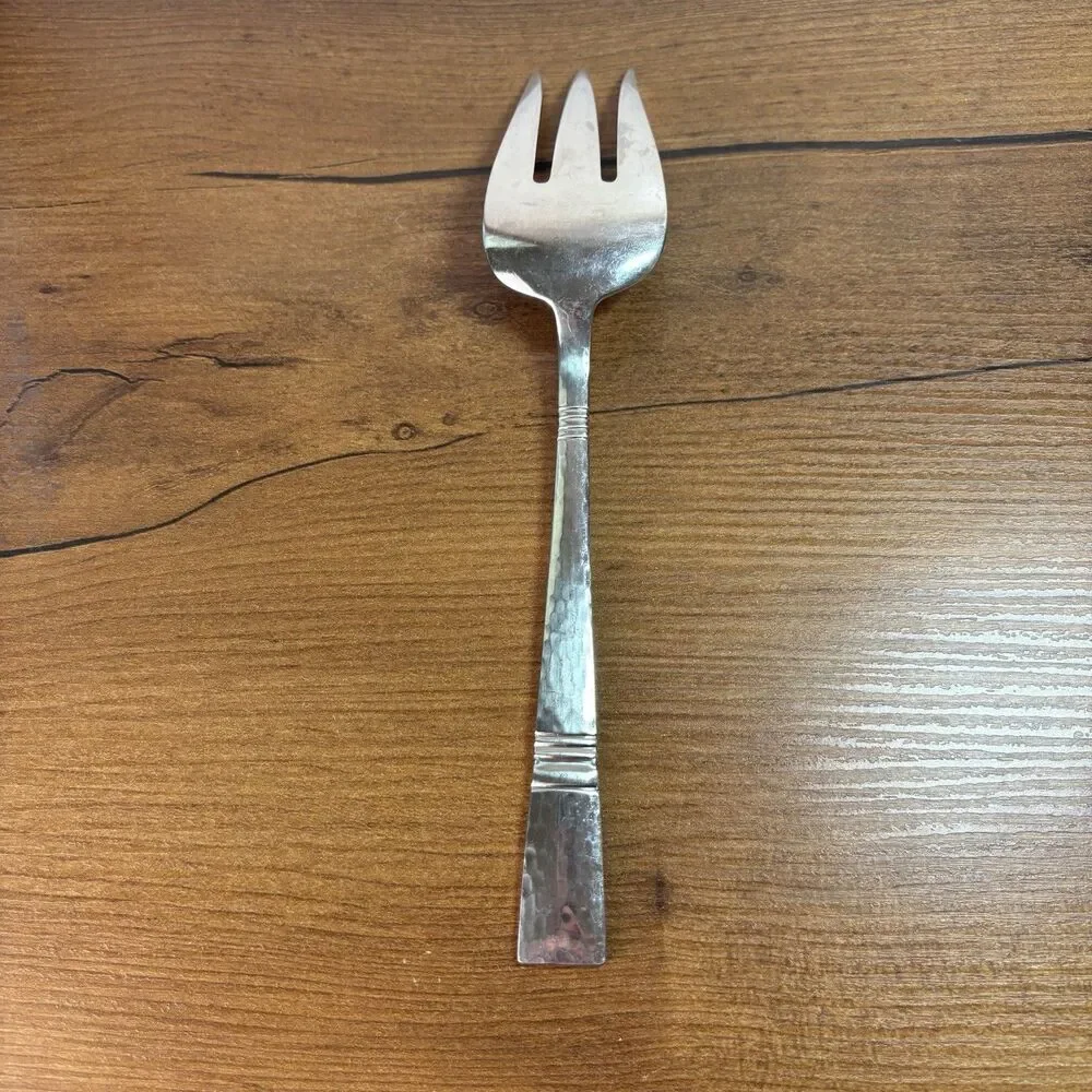Baluster Cold Meat Fork Gorham Hammered Satin Stainless Japan Flatware Serving